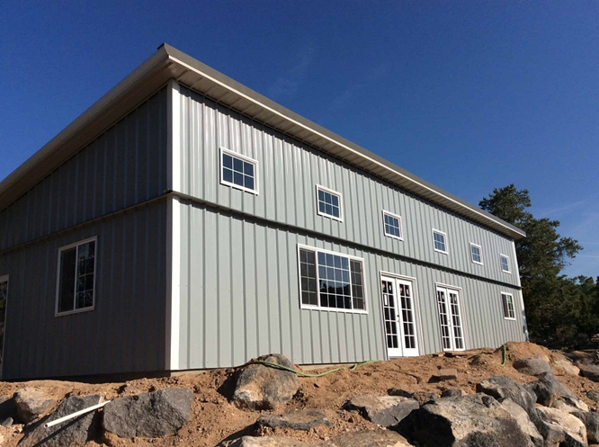 Grey Siding Barndominium